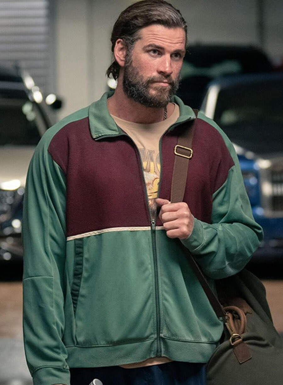 Harpoon Michael Nankervis Inspired Green & Maroon Fabric Leather Jacket - Poker Face Style