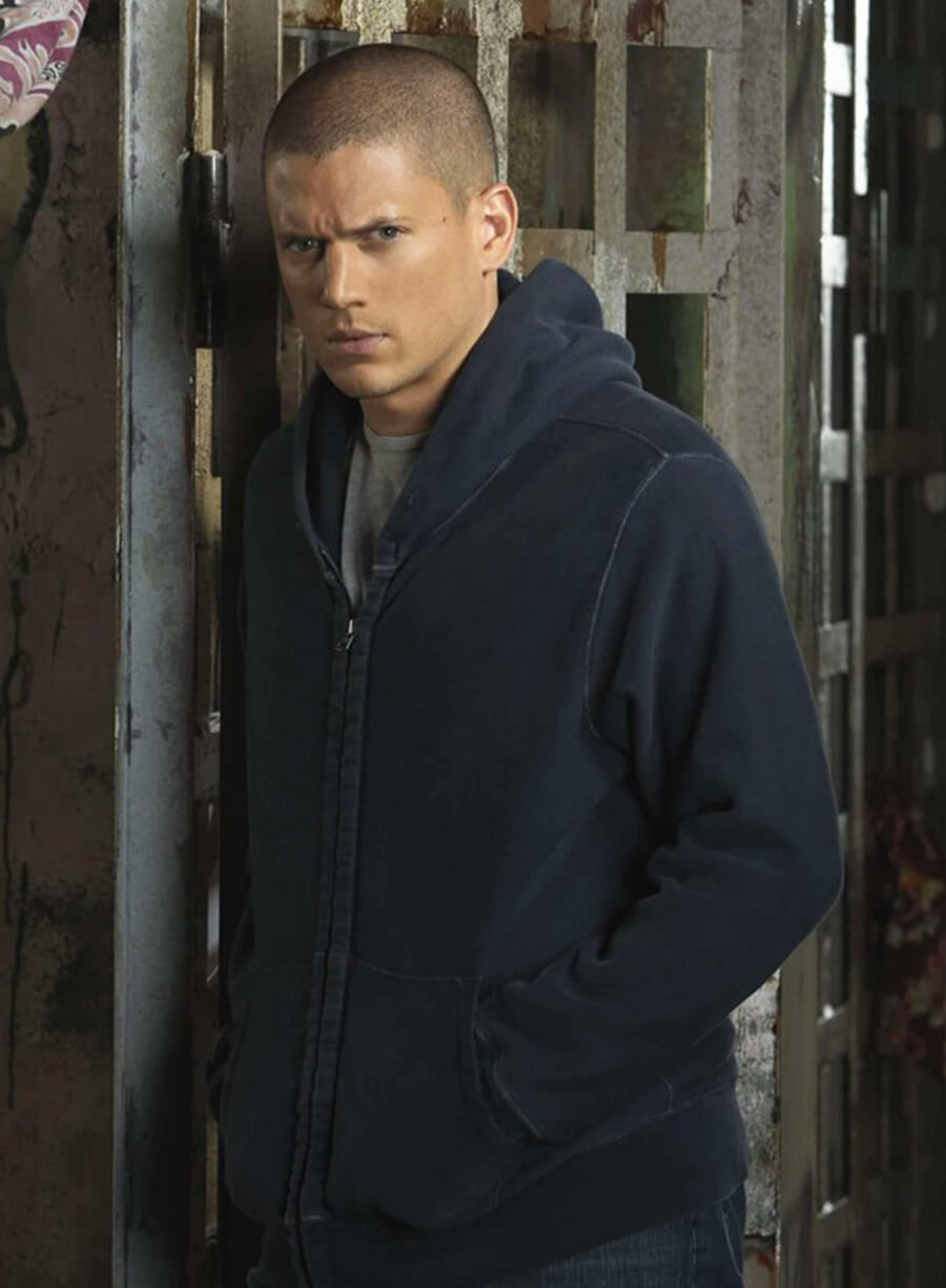 Harpoon Michael Scofield Inspired Black Fleece Fabric Hooded Jacket - Prison Break Tv Series Style