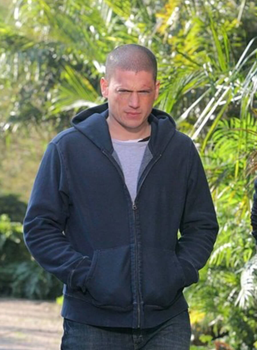 Harpoon Michael Scofield Inspired Black Fleece Fabric Hooded Jacket - Prison Break Tv Series Style