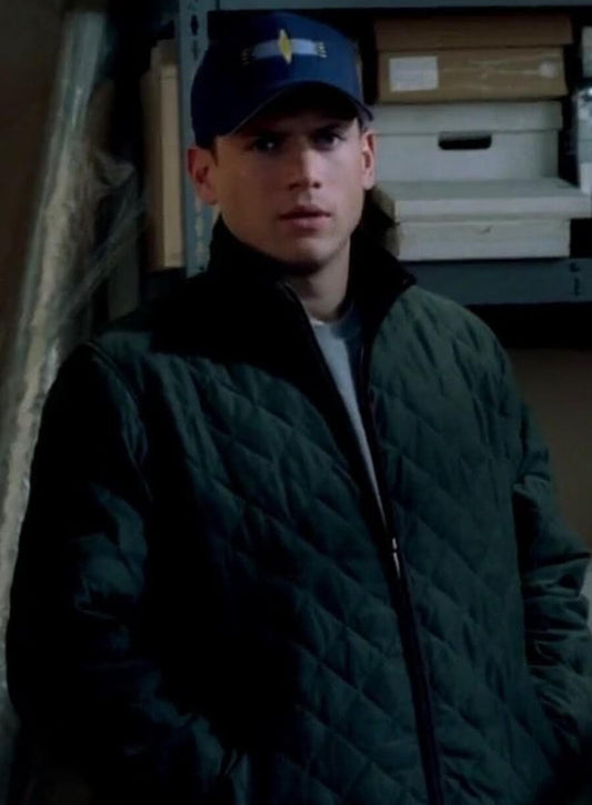 Harpoon Michael Scofield Inspired Grey Parachute Fabric Leather Jacket - Prison Break Tv Series Style