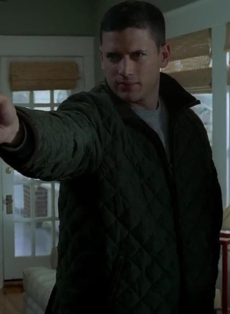 Harpoon Michael Scofield Inspired Grey Parachute Fabric Leather Jacket - Prison Break Tv Series Style