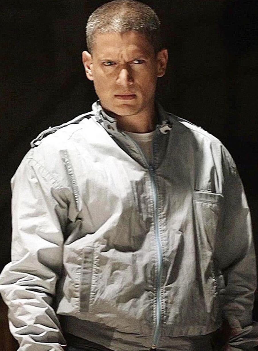 Harpoon Michael Scofield Inspired Blue Cotton Fabric Bomber Jacket - Prison Break Tv Series Style