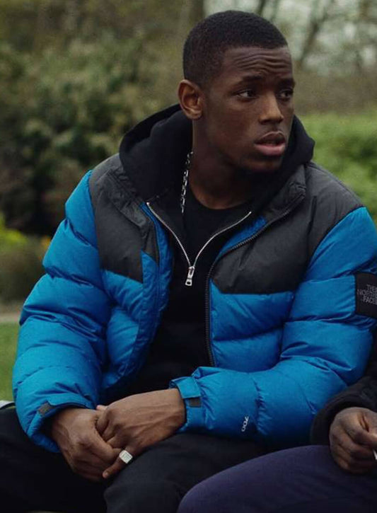 Harpoon Jamie Inspired Blue Parachute Fabric Leather Jacket - Top Boy Style