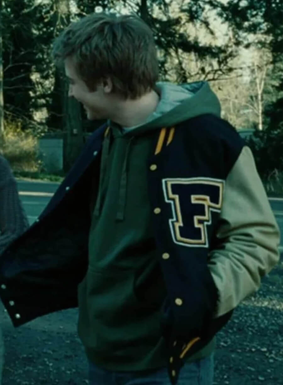 Harpoon Mike Newton Inspired Blue & Beige Wool Fabric Varsity Jacket - The Twilight Saga New Moon Style