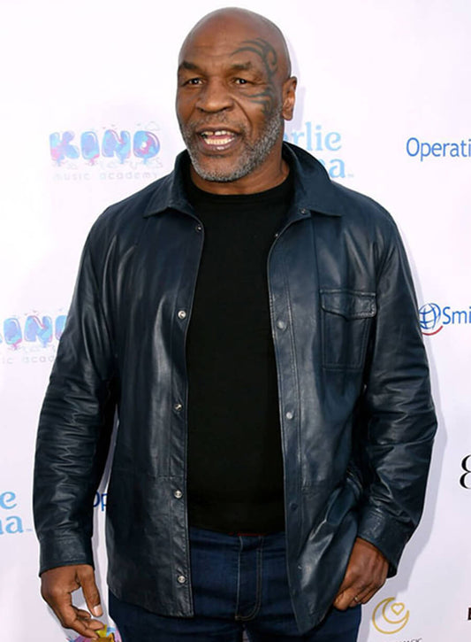 Harpoon Mike Tyson Shirt Inspired Blue Leather Jacket