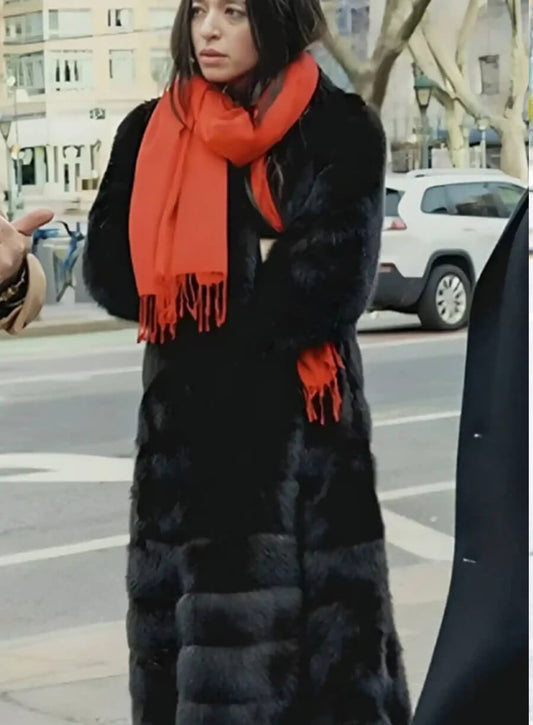 Harpoon Mikey Madison Fur Trench Inspired Black Fur Fabric Coat
