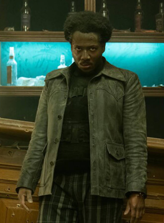 Harpoon Miles Inspired Grey Real Leather Leather Jacket - The Continental From the World of John Wick Style