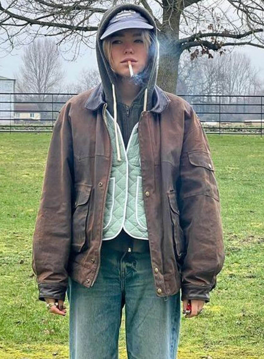 Harpoon Milly Alcock Inspired Brown Cotton Fabric Cotton Jacket