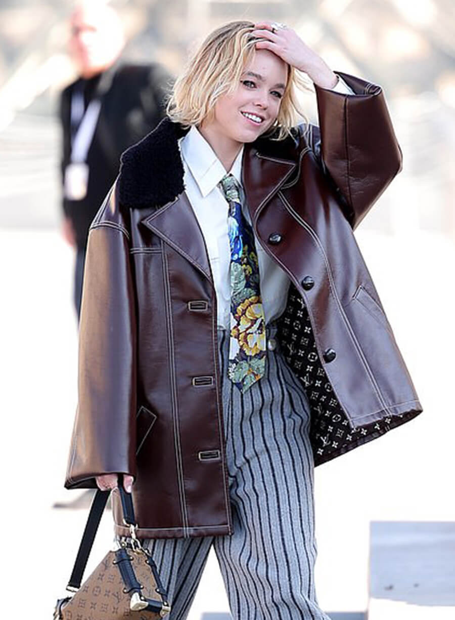 Harpoon Milly Alcock Inspired Brown Real Leather Leather Jacket