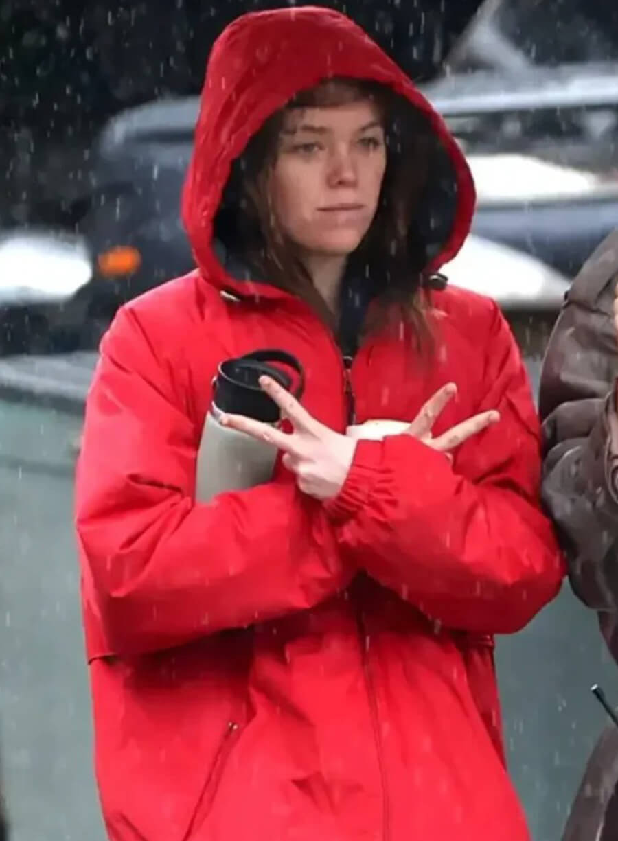 Harpoon Milly Alcock New York City Inspired Red Parachute Fabric Coat