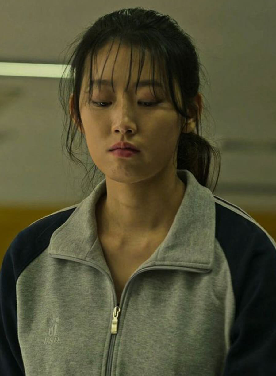 Harpoon Min Eun-ji Inspired Grey & Blue Leather Jacket - All of Us Are Dead Style