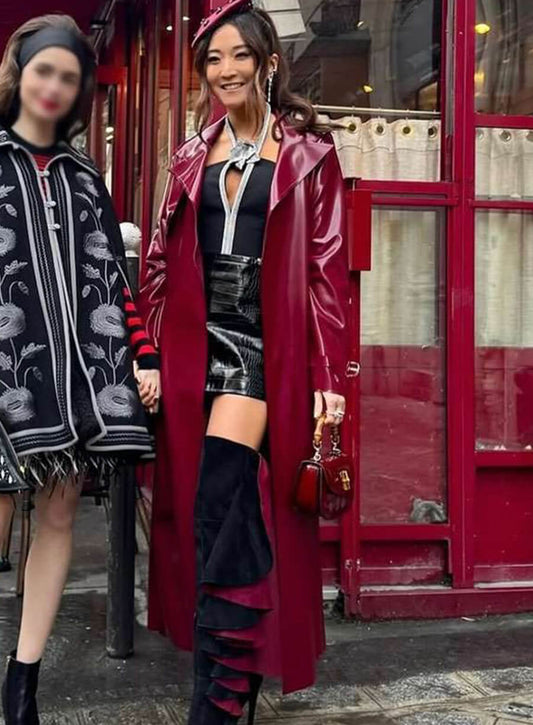 Harpoon Mindy Chen Inspired Burgundy Coat - Emily in Paris S04 Style