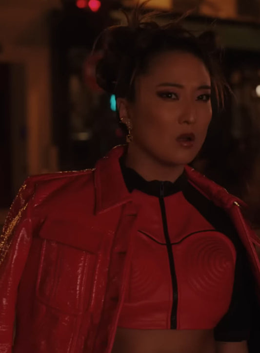 Harpoon Mindy Chen Inspired Red Leather Jacket - Emily in Paris S04 Style