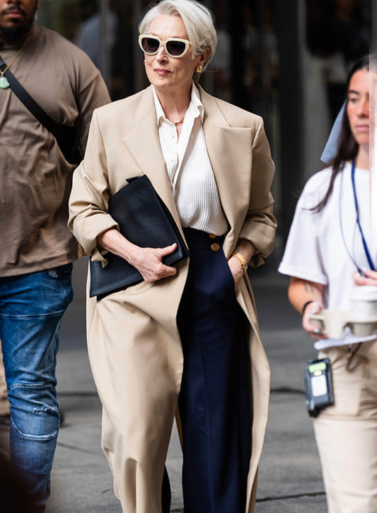 Harpoon Miranda Priestly Inspired Beige Quality Fabric Coat - The Devil Wears Prada 2 Style