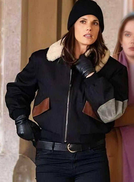 Harpoon Maggie Bell Inspired Black Fabric Bomber Jacket - FBI S07 Tv Series Style