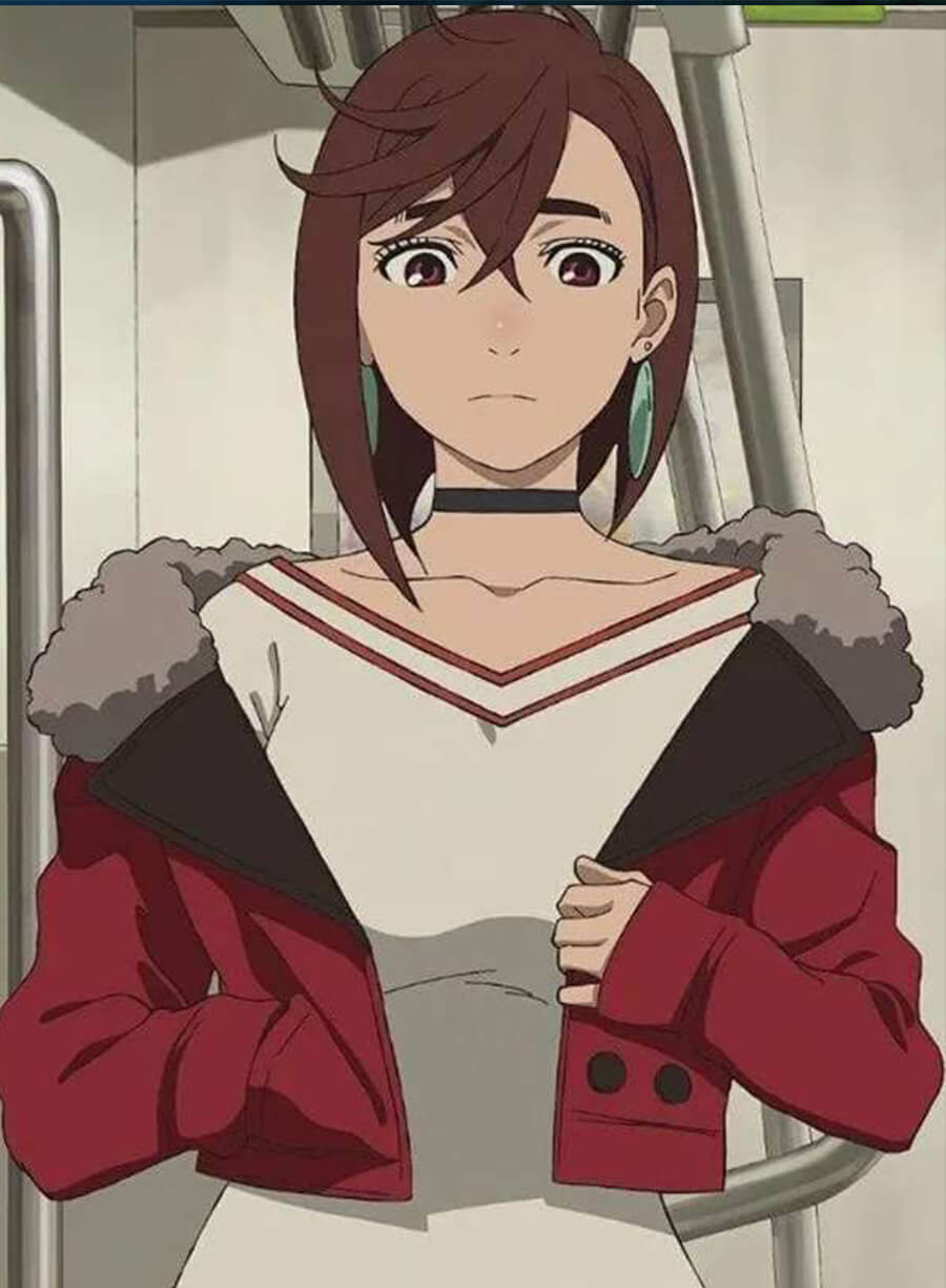 Harpoon Momo Ayase Inspired Red Fabric Leather Jacket - Dandadan Style