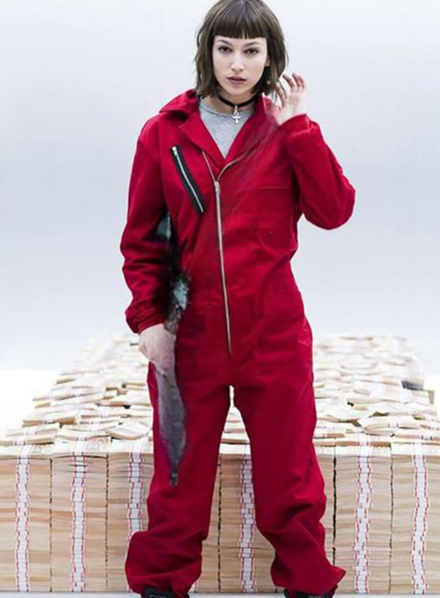 Harpoon Tokyo Inspired Red Fleece Hooded Jacket - Money Heist La Casa De Papel Style