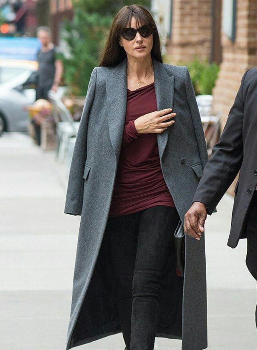 Harpoon Monica Bellucci Inspired Grey Wool Fabric Coat