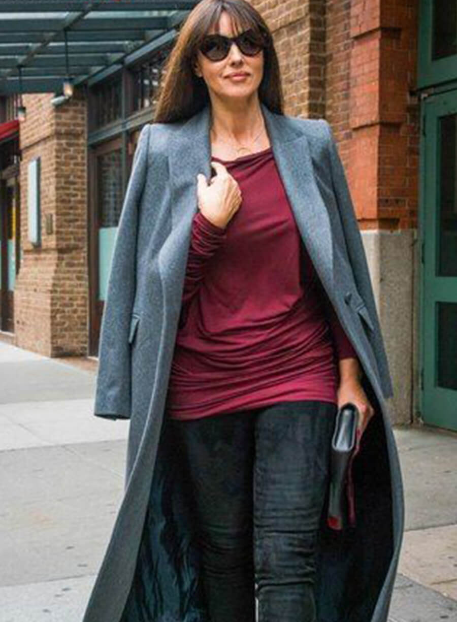 Harpoon Monica Bellucci Inspired Grey Wool Fabric Coat