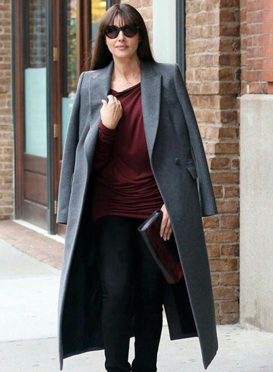 Harpoon Monica Bellucci Inspired Grey Wool Fabric Coat