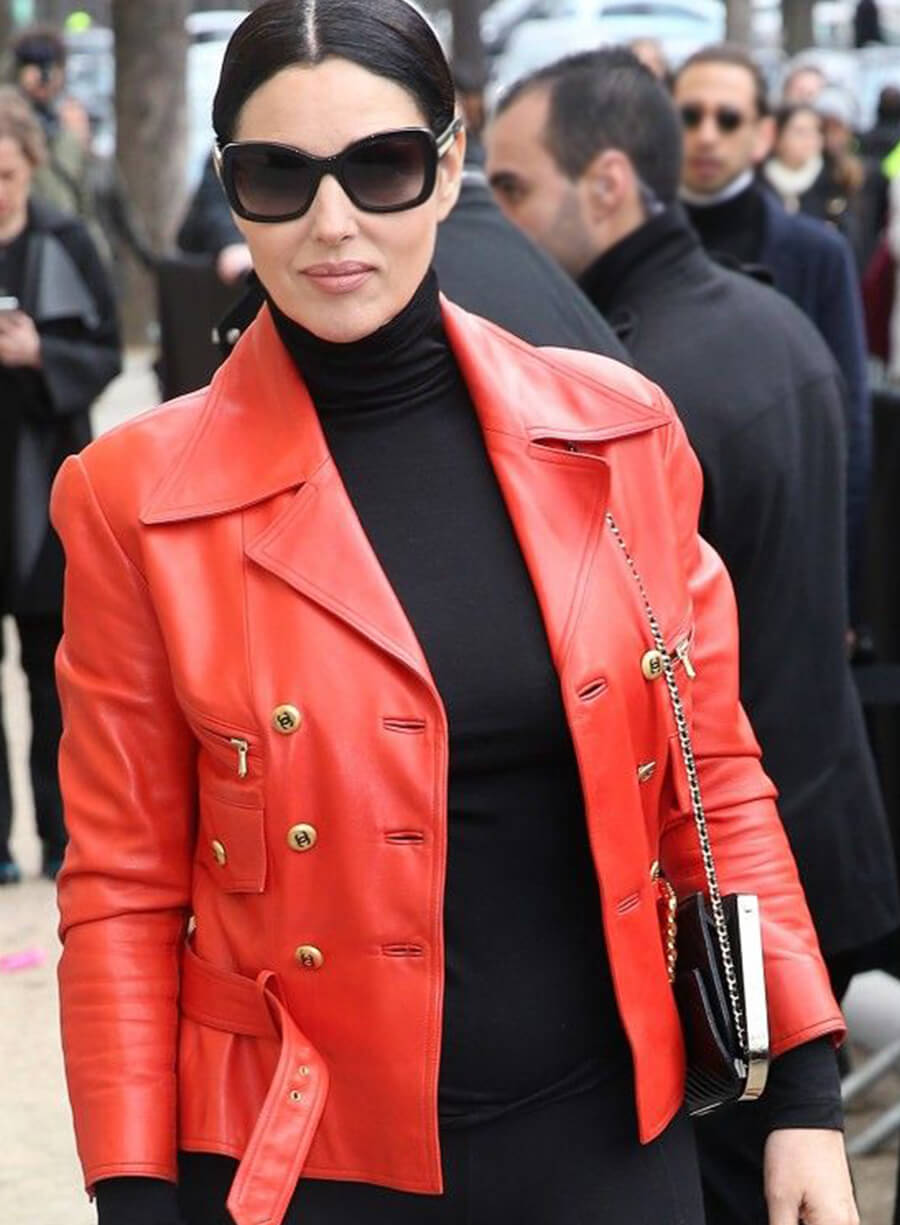 Harpoon Monica Bellucci Inspired Red Real Leather Leather Jacket