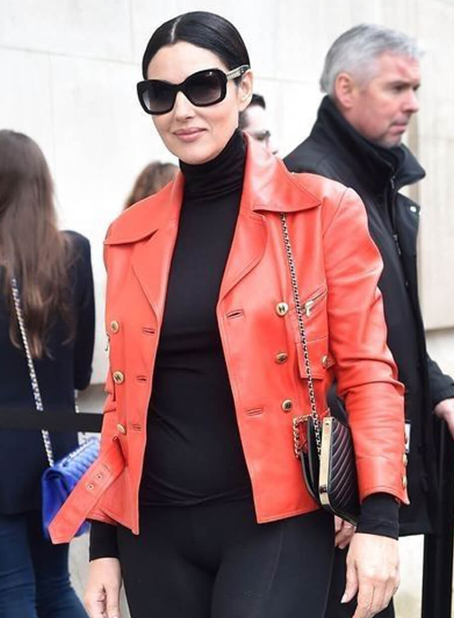 Harpoon Monica Bellucci Inspired Red Real Leather Leather Jacket