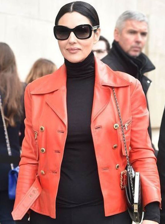 Harpoon Monica Bellucci Inspired Red Real Leather Leather Jacket