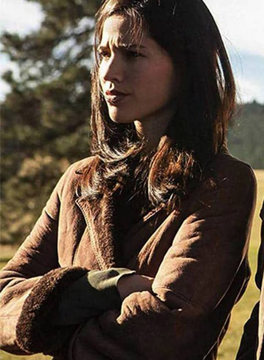 Monica Dutton Yellowstone Brown Leather Coat