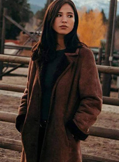 Monica Dutton Yellowstone Brown Leather Coat