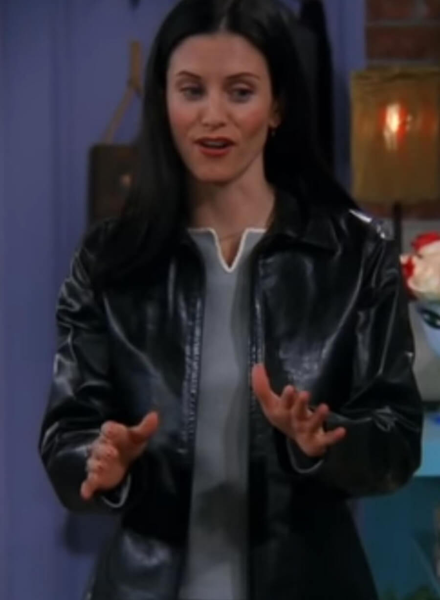 Harpoon Monica Geller Inspired Black Real Leather Leather Jacket - Friends Style