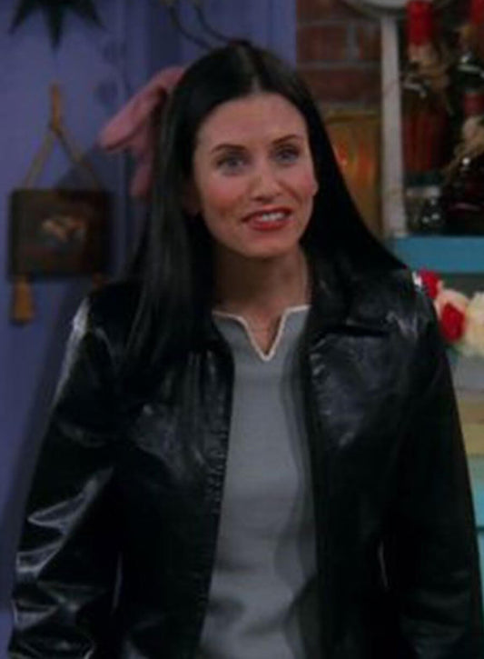 Harpoon Monica Geller Inspired Black Real Leather Leather Jacket - Friends Style