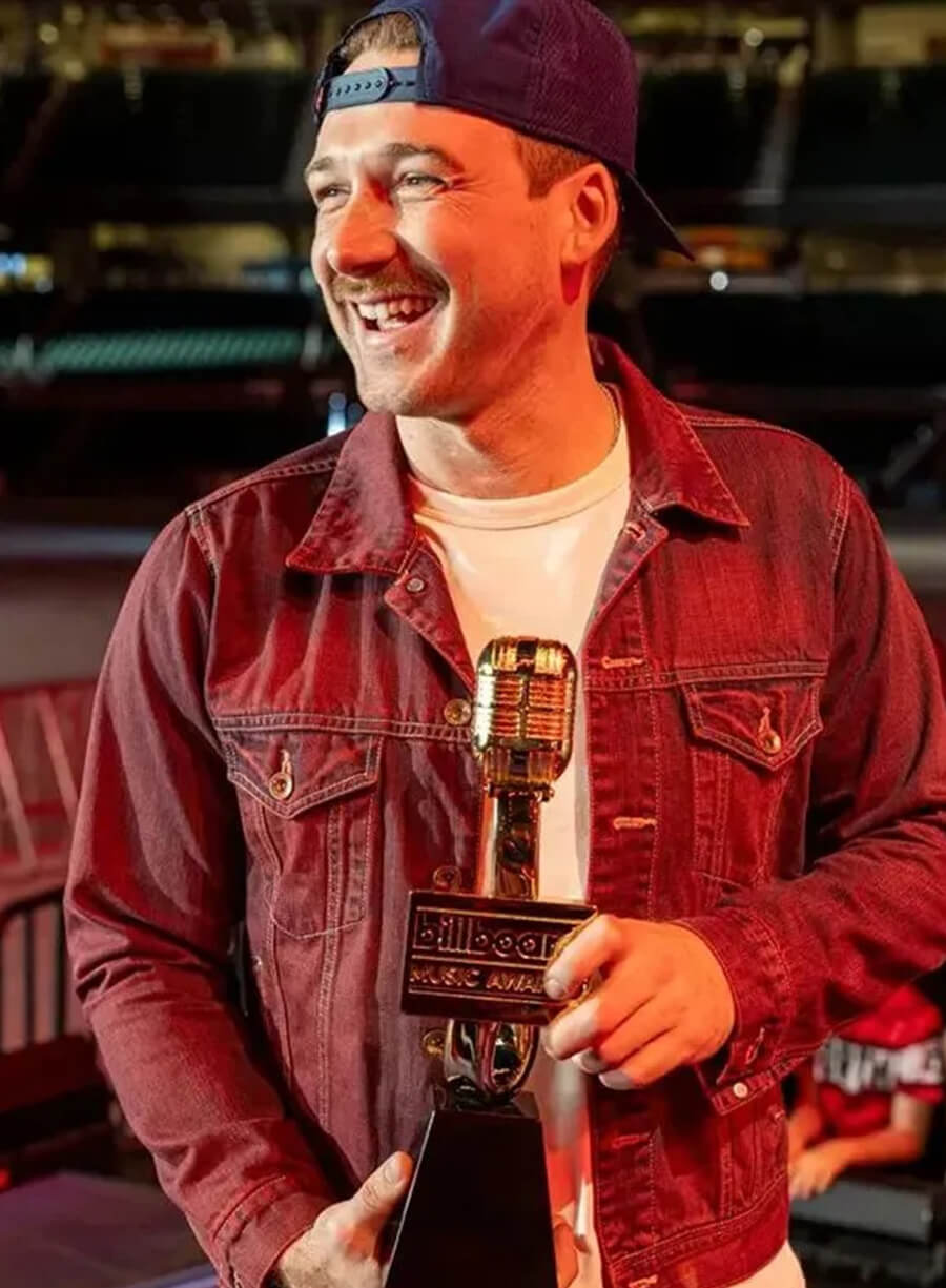 Harpoon Morgan Wallen Billboard Maroon Inspired Maroon Denim Fabric Denim Jacket - Mike Epps Style