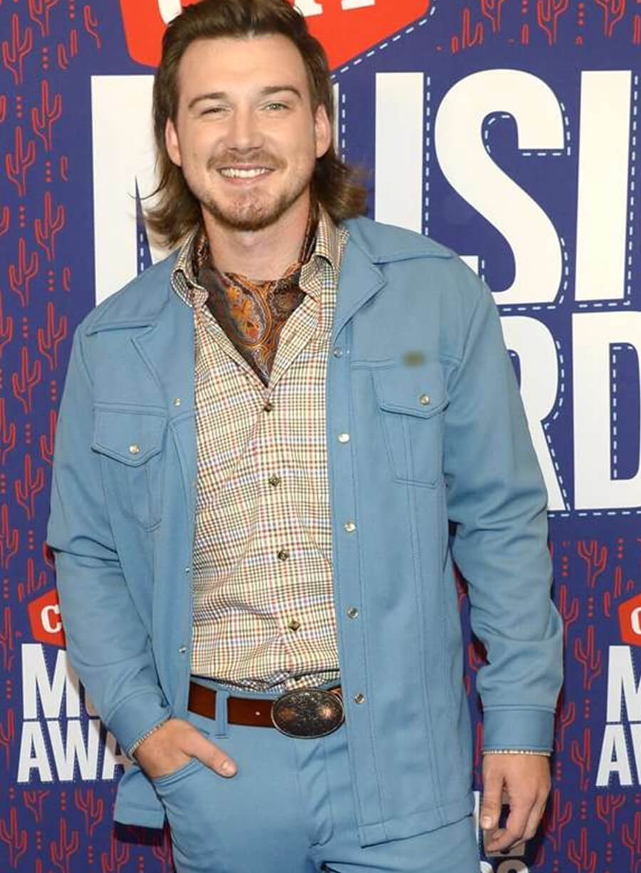 Harpoon Morgan Wallen CMT Music Awards Inspired Blue Fabric Leather Jacket