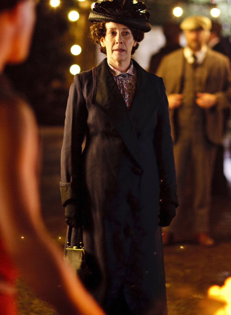 Harpoon Mrs. Hughes Inspired Blue Fabric Coat - Downton Abbey Style