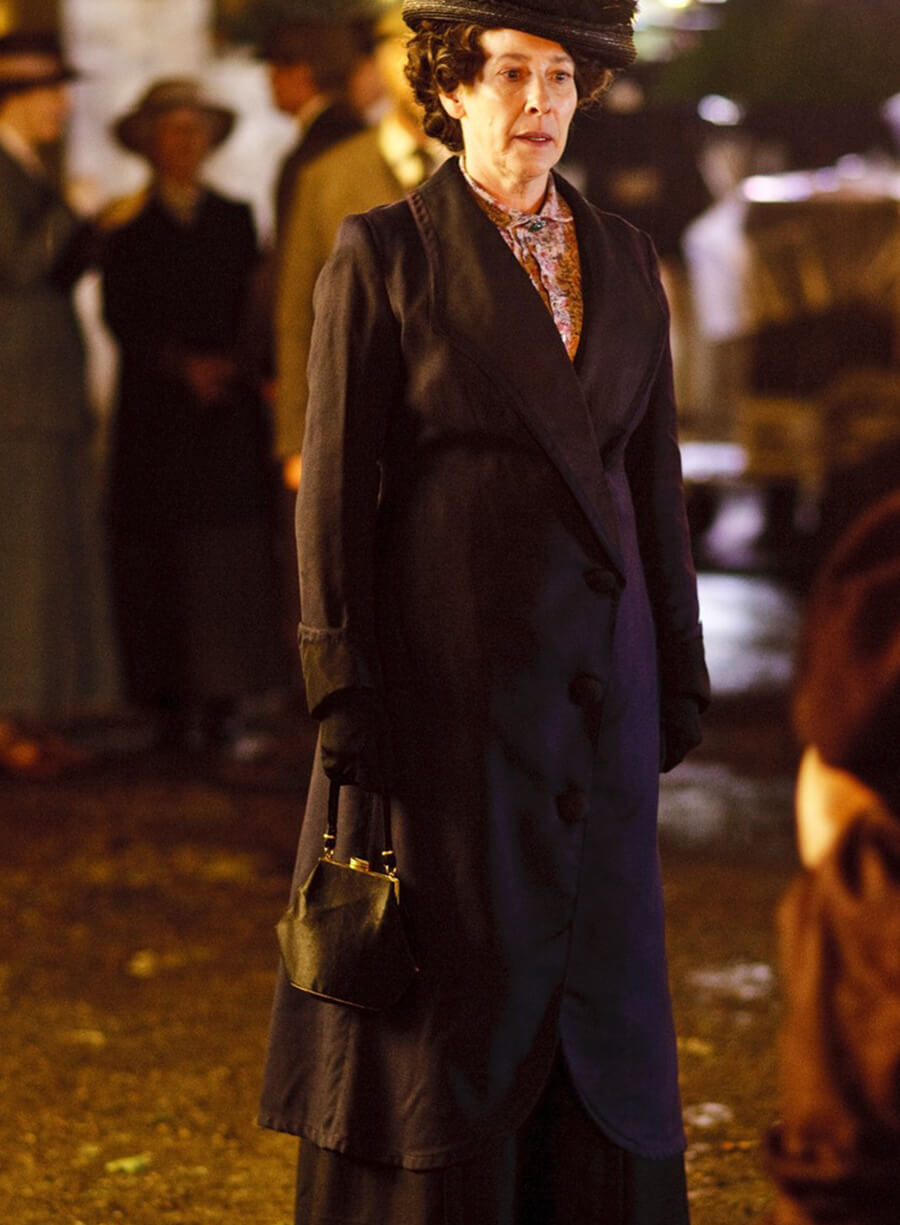 Harpoon Mrs. Hughes Inspired Blue Fabric Coat - Downton Abbey Style