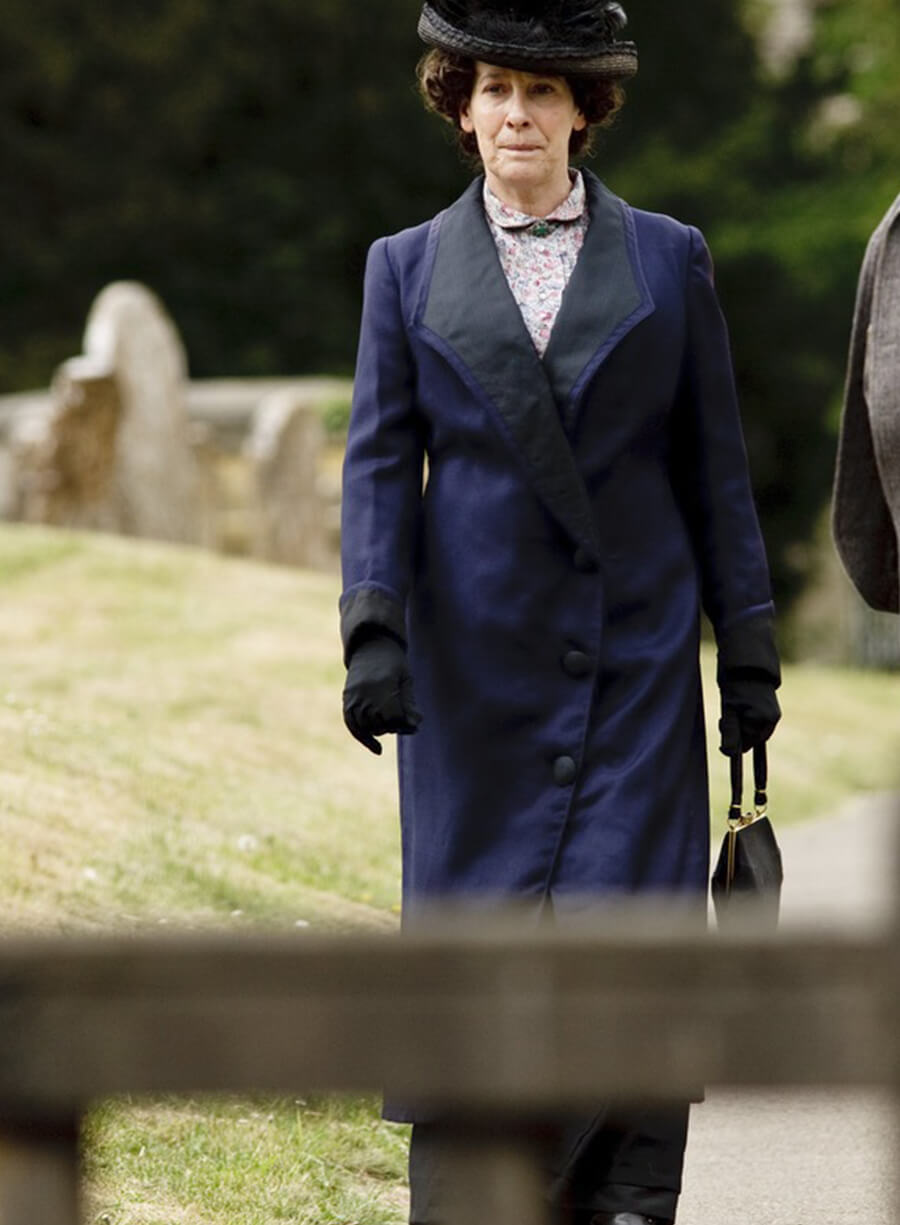 Harpoon Mrs. Hughes Inspired Blue Fabric Coat - Downton Abbey Style