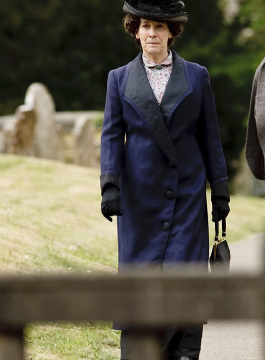 Harpoon Mrs. Hughes Inspired Blue Fabric Coat - Downton Abbey Style