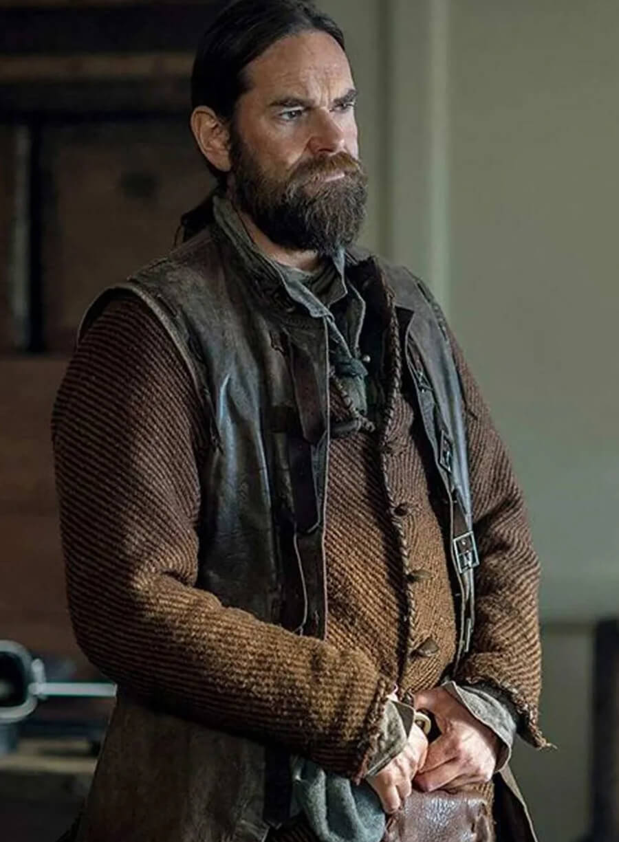 Harpoon Murtagh Fitzgibbons Fraser Inspired Black Leather Jacket - Outlander Style