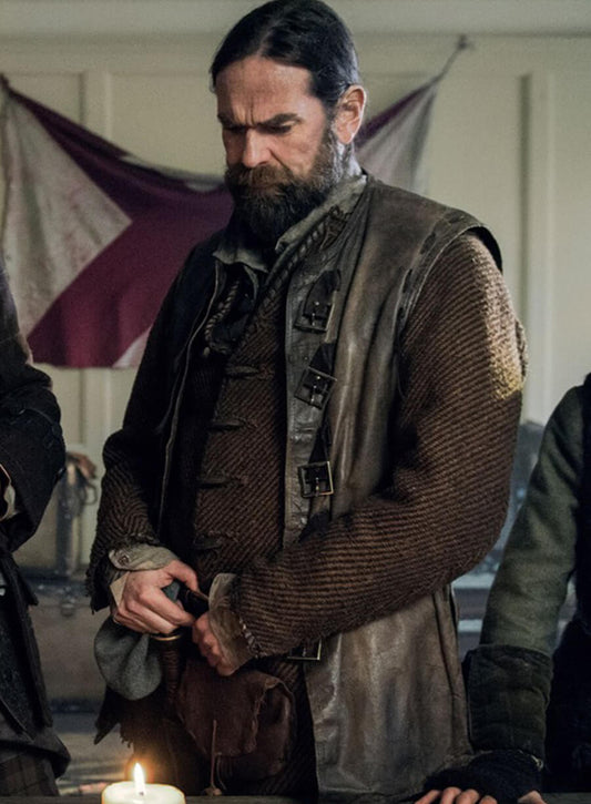Harpoon Murtagh Fitzgibbons Fraser Inspired Black Leather Jacket - Outlander Style