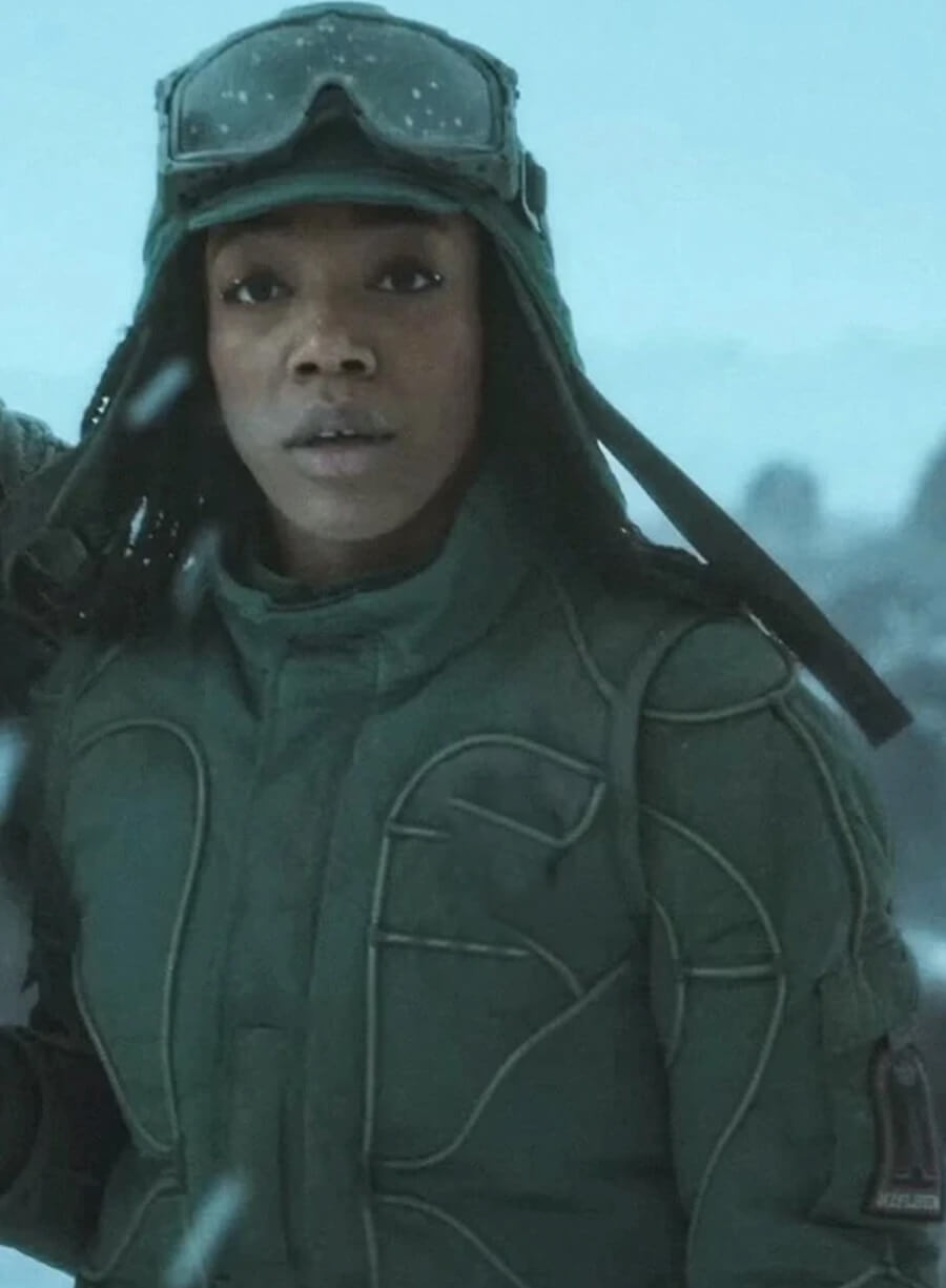 Harpoon Nasha Barridge Inspired Green Leather Jacket - Mickey 17 Style