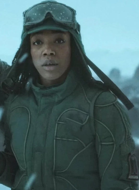 Harpoon Nasha Barridge Inspired Green Leather Jacket - Mickey 17 Style