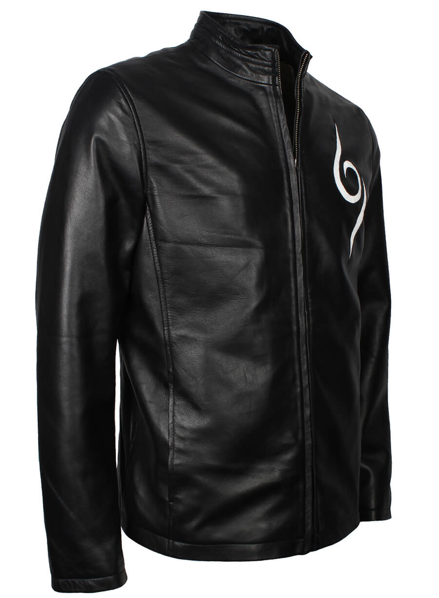 Harpoon Kakashi Hatake Inspired Black Real Leather Leather Jacket - The Animated Series Naruto Style