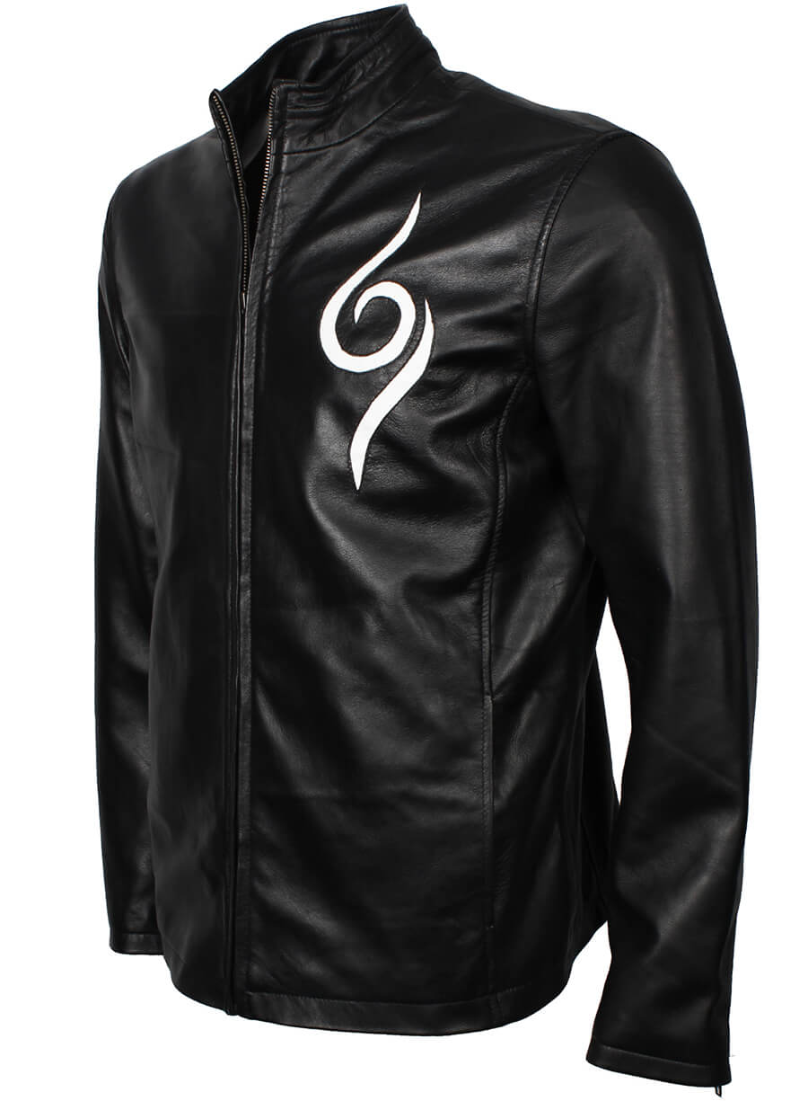 Harpoon Kakashi Hatake Inspired Black Real Leather Leather Jacket - The Animated Series Naruto Style
