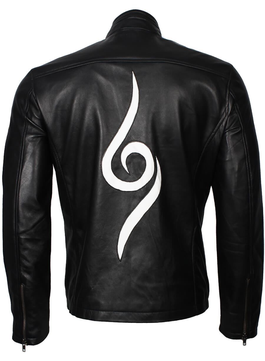 Harpoon Kakashi Hatake Inspired Black Real Leather Leather Jacket - The Animated Series Naruto Style