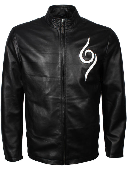 Harpoon Kakashi Hatake Inspired Black Real Leather Leather Jacket - The Animated Series Naruto Style