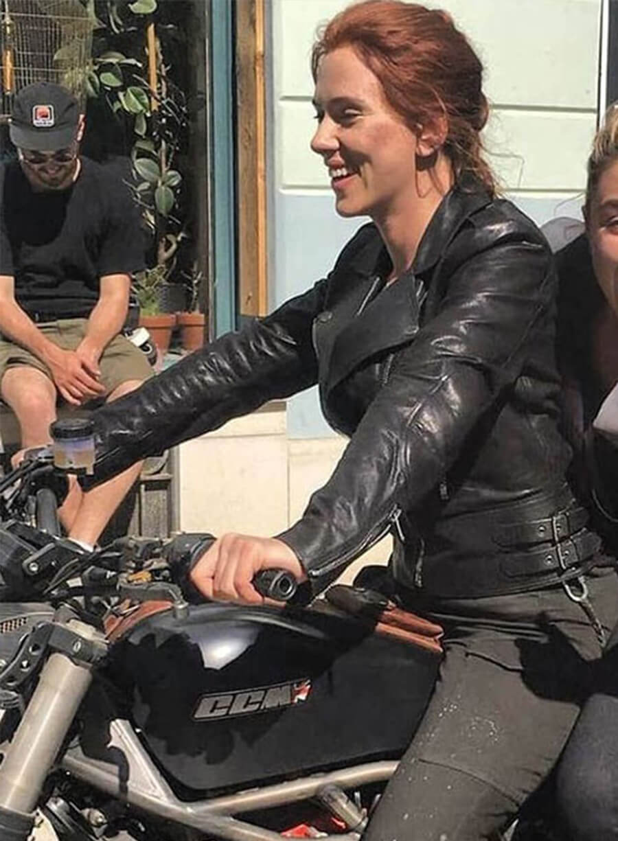 Harpoon Natasha Romanoff Inspired Black Biker Jacket - Black Widow Style
