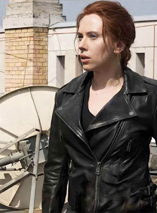 Harpoon Natasha Romanoff Inspired Black Biker Jacket - Black Widow Style