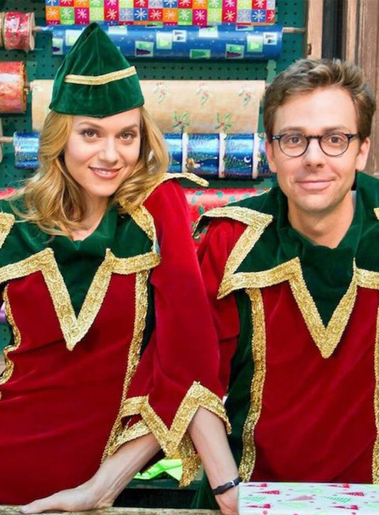 Harpoon Naughty or Nice Christmas Outfit Inspired Red & Green Velvet Fabric Leather Jacket - Naughty or Nice 2012 Style