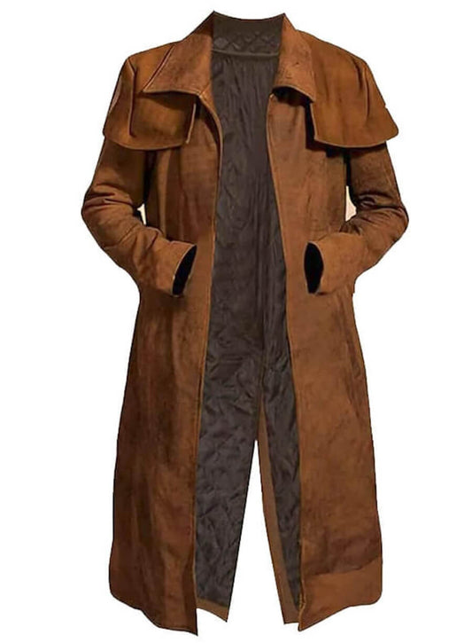 Harpoon NCR Veteran Ranger Inspired Brown Suede Leather Coat - Fallout Video Game Style