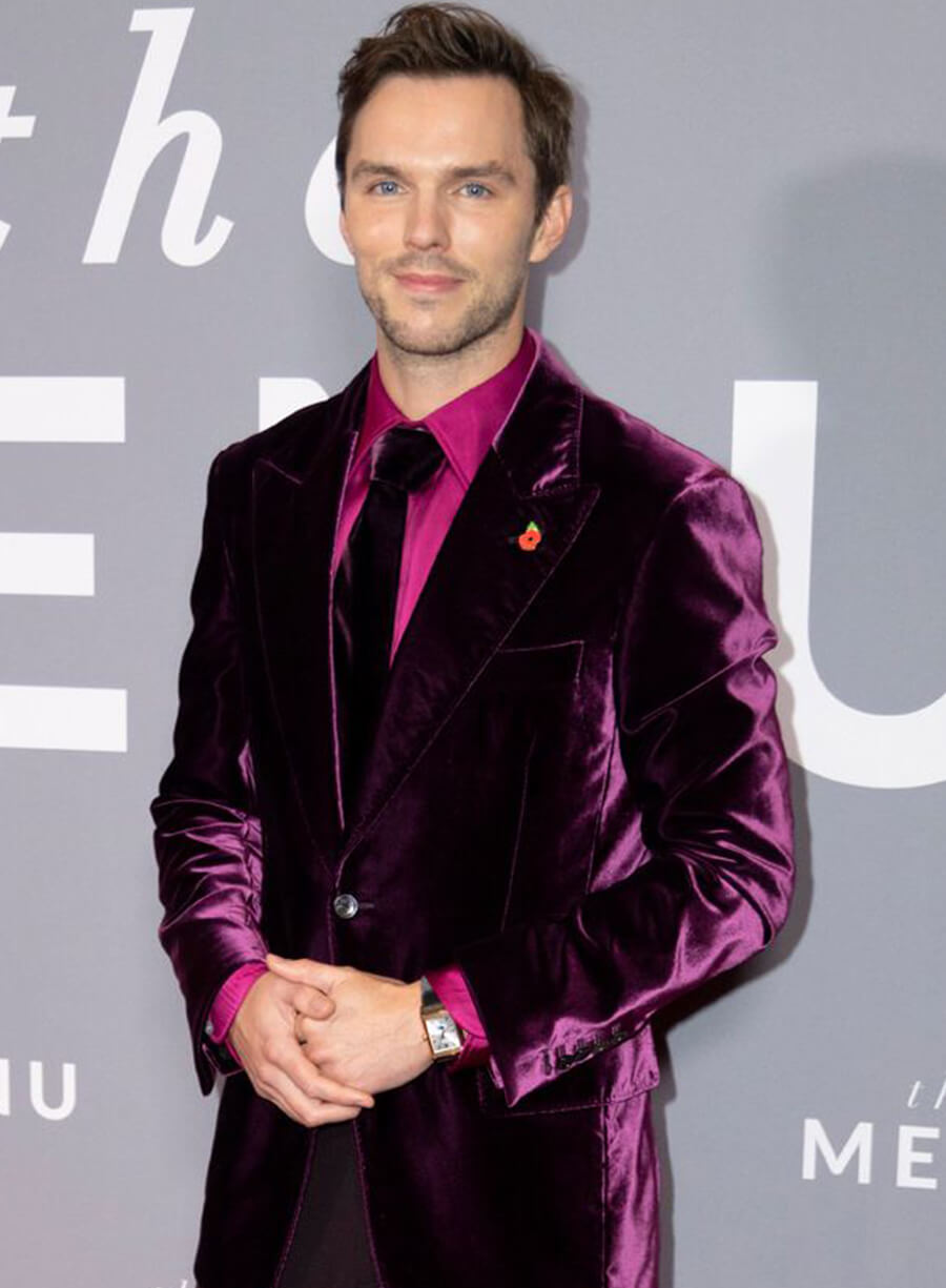 Harpoon Nicholas Hoult Purple Velvet Blazer Inspired Purple Leather Jacket